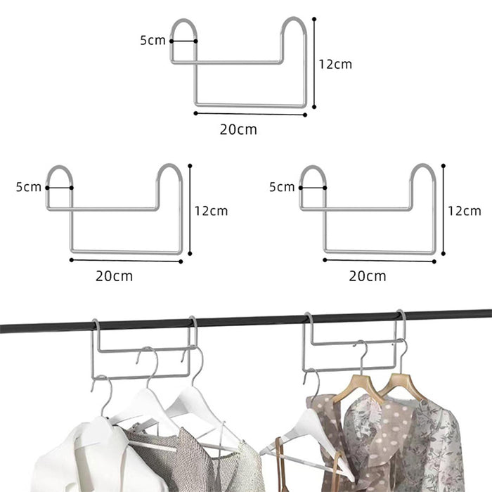 3Pcs Space Saving Hangers Clothes Storage Hangers for Dresses Sweaters Pants Silver