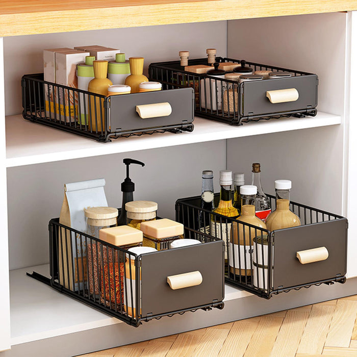 Pull Out Cabinet Organizer Metal Pull Out Drawer for Pantry Kitchen Bathroom 40cmx30cmx10cm