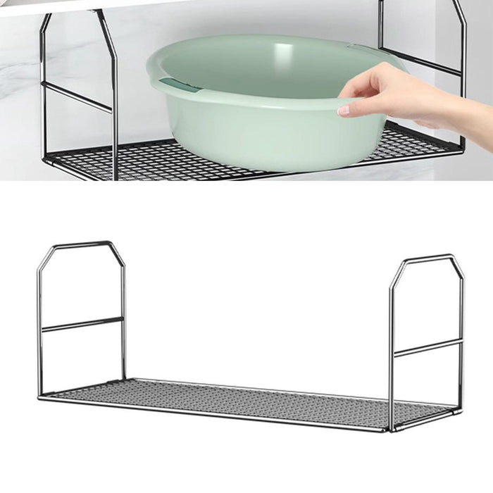 Under Shelf Rack Folded Wash Basin Organizer for Bathroom Countertop Kitchen Black