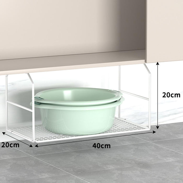 Under Shelf Rack Folded Wash Basin Organizer for Bathroom Countertop Kitchen White