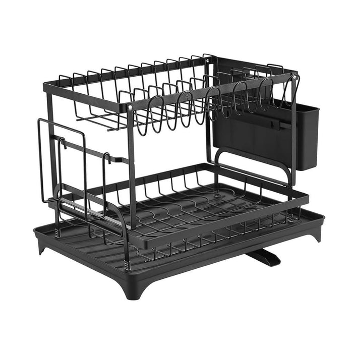 Crofta Dish Drying Rack for Kitchen Countertop Multi Purpose Dish Drainer Organizer Black