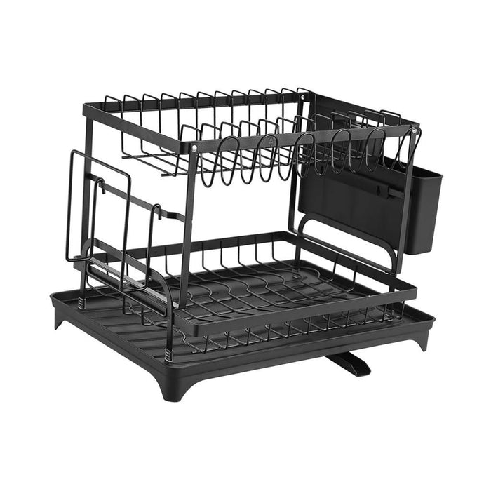 Crofta Dish Drying Rack for Kitchen Countertop Multi Purpose Dish Drainer Organizer Black