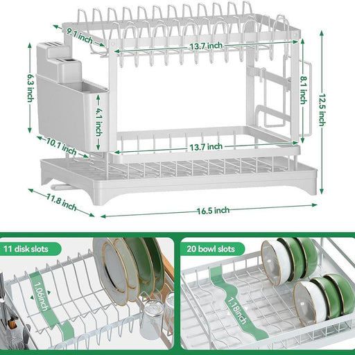 Crofta Dish Drying Rack for Kitchen Countertop Multi Purpose Dish Drainer Organizer White