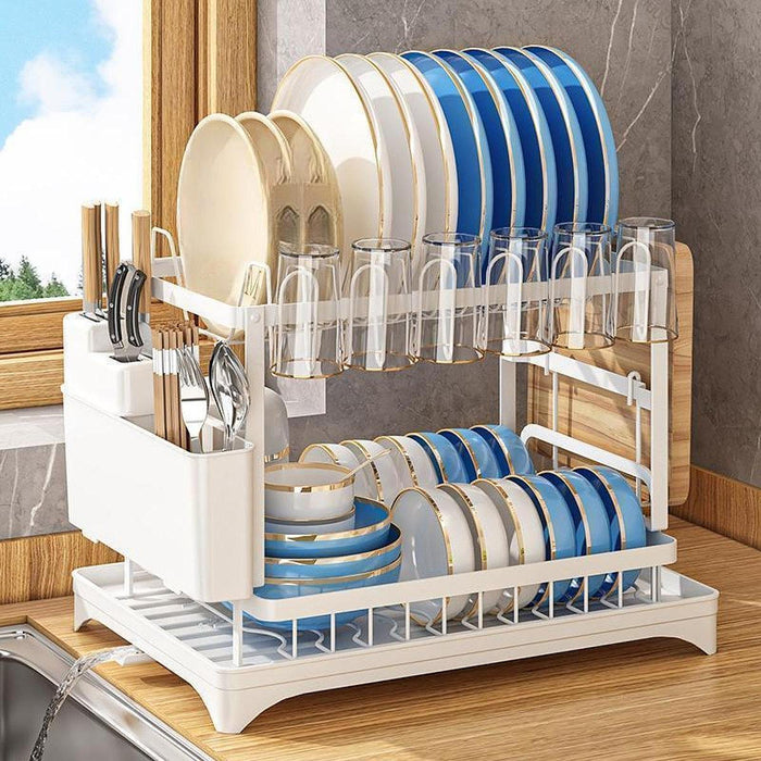 Crofta Dish Drying Rack for Kitchen Countertop Multi Purpose Dish Drainer Organizer White