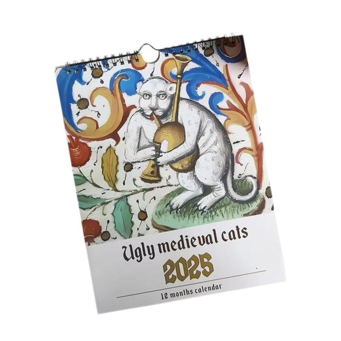 2025 Wall Calendar Practical Coil Wall Calendar for Hotel Bedroom Restaurant Strange Cat