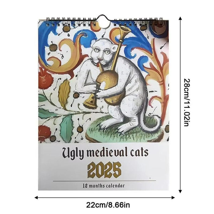 2025 Wall Calendar Practical Coil Wall Calendar for Hotel Bedroom Restaurant Strange Cat