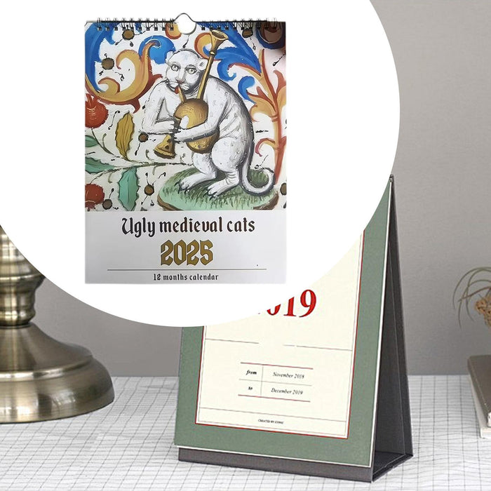 2025 Wall Calendar Practical Coil Wall Calendar for Hotel Bedroom Restaurant Strange Cat