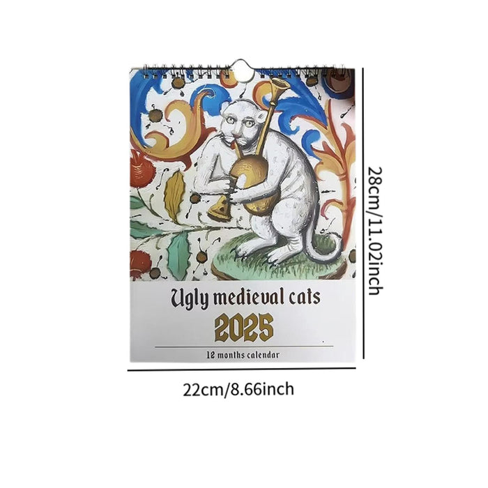 2025 Wall Calendar Practical Coil Wall Calendar for Hotel Bedroom Restaurant Strange Cat