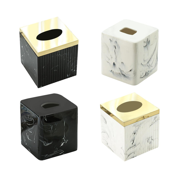 Square Tissue Box Cover Table Napkin Holder for Drawing Room Household Hotel Black Yellow