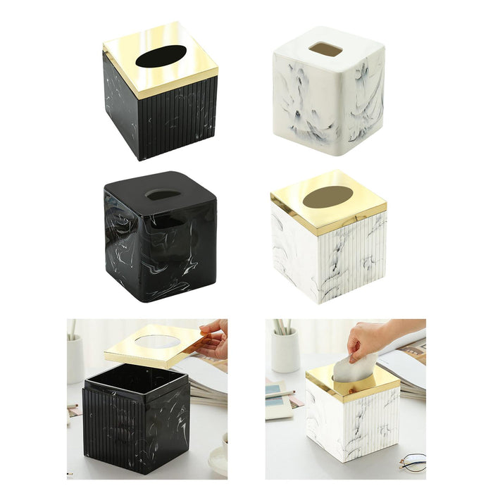 Square Tissue Box Cover Table Napkin Holder for Drawing Room Household Hotel Black Yellow