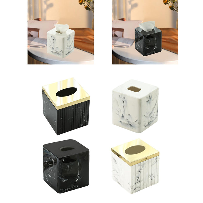 Square Tissue Box Cover Table Napkin Holder for Drawing Room Household Hotel Black Yellow