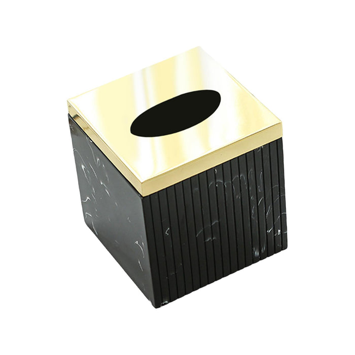 Square Tissue Box Cover Table Napkin Holder for Drawing Room Household Hotel Black Yellow