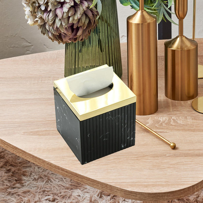 Square Tissue Box Cover Table Napkin Holder for Drawing Room Household Hotel Black Yellow