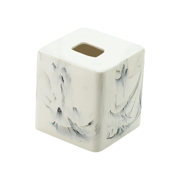 Square Tissue Box Cover Table Napkin Holder for Drawing Room Household Hotel White