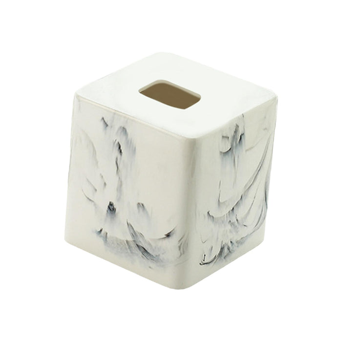 Square Tissue Box Cover Table Napkin Holder for Drawing Room Household Hotel White