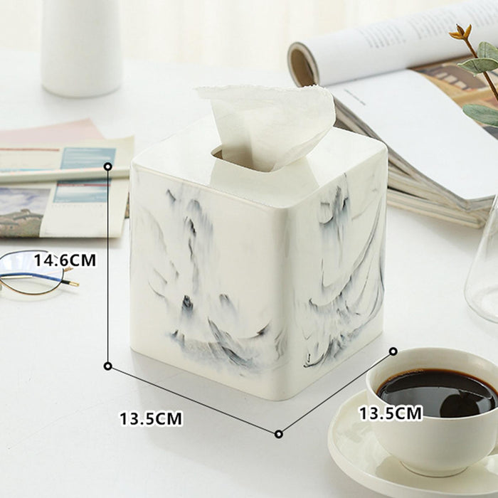 Square Tissue Box Cover Table Napkin Holder for Drawing Room Household Hotel White