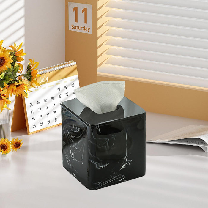 Square Tissue Box Cover Table Napkin Holder for Drawing Room Household Hotel Black