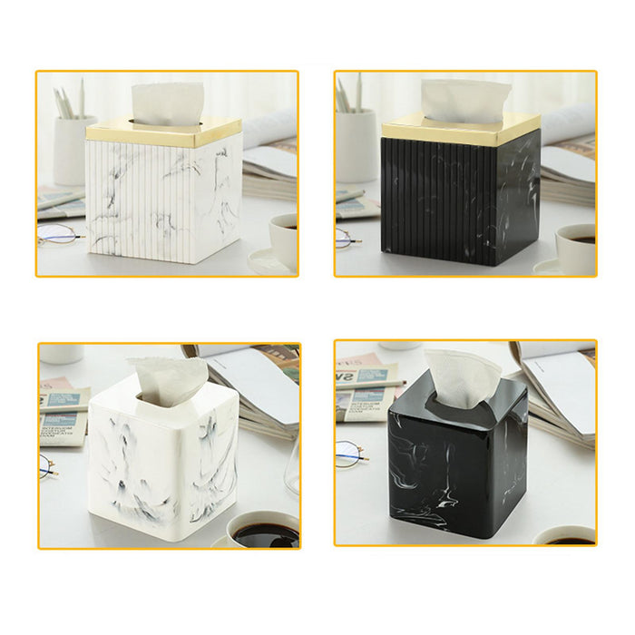 Square Tissue Box Cover Table Napkin Holder for Drawing Room Household Hotel White Yellow