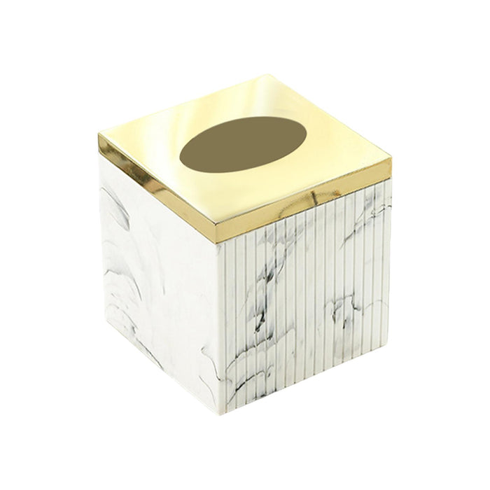 Square Tissue Box Cover Table Napkin Holder for Drawing Room Household Hotel White Yellow