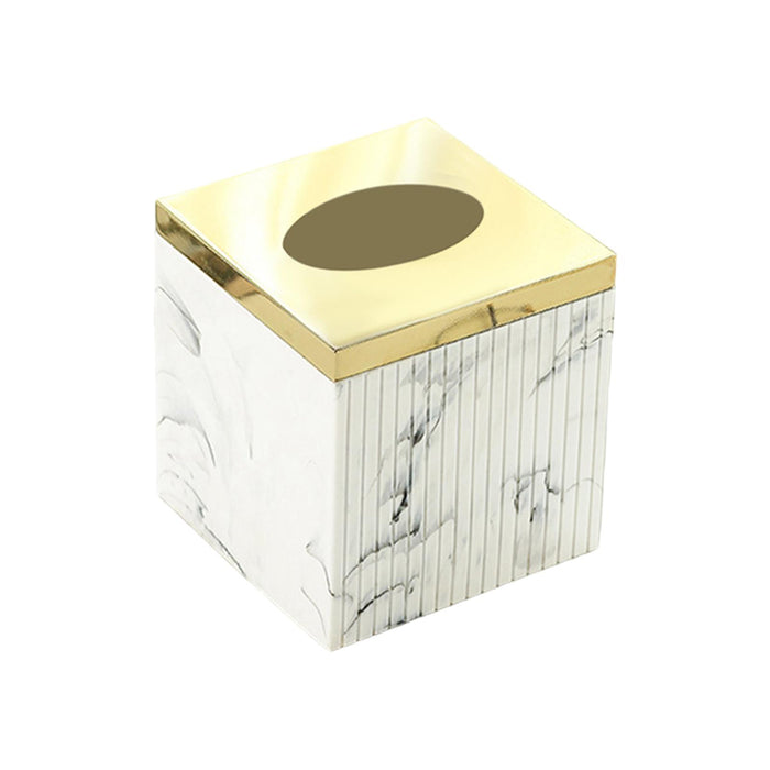 Square Tissue Box Cover Table Napkin Holder for Drawing Room Household Hotel White Yellow