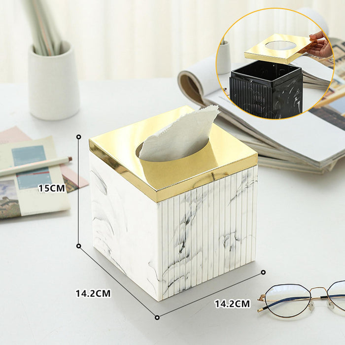 Square Tissue Box Cover Table Napkin Holder for Drawing Room Household Hotel White Yellow