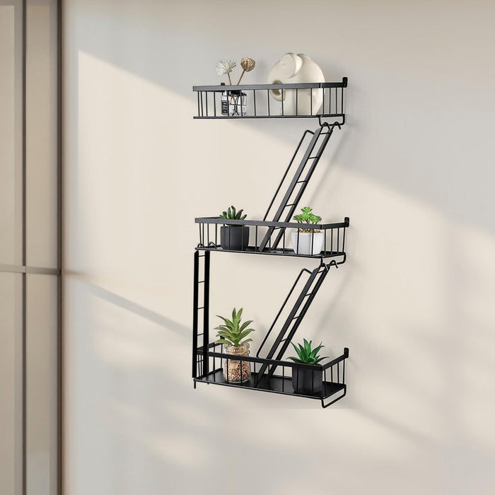 Fire Escape Wall Shelf 3 Layers Wall Mounted Shelf for Office Indoor Outdoor