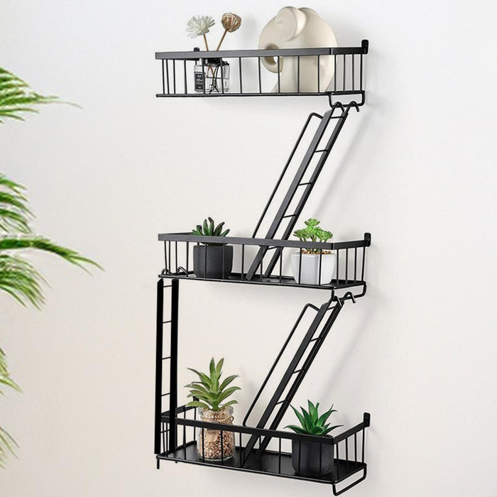 Fire Escape Wall Shelf 3 Layers Wall Mounted Shelf for Office Indoor Outdoor