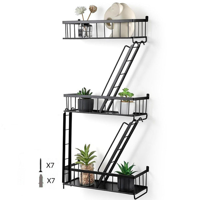 Fire Escape Wall Shelf 3 Layers Wall Mounted Shelf for Office Indoor Outdoor