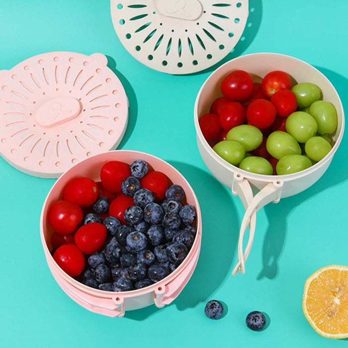 2 Pieces Colanders Bowl Draining Basket for Outdoor Activities Office Picnic White