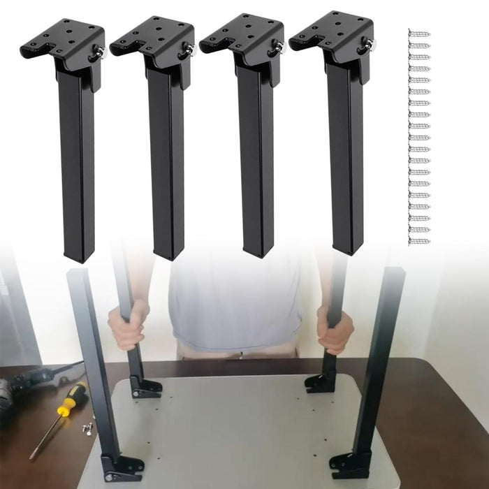 4 Pieces Folding Table Legs Industrial Modern with Screws Foldable Desk Legs