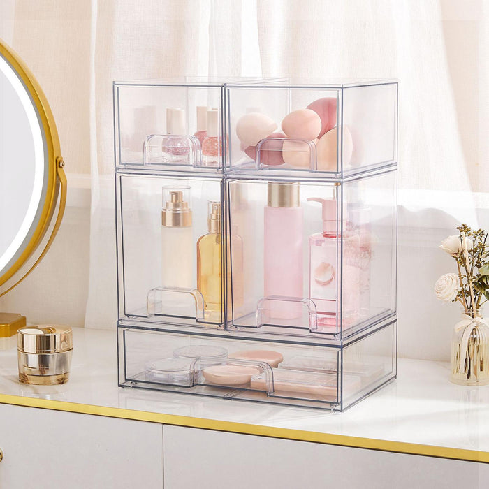 Cosmetics Storage Box Portable Makeup Organizer for Shelf Living Room Office 17.7cmx13.9cmx17.9cm