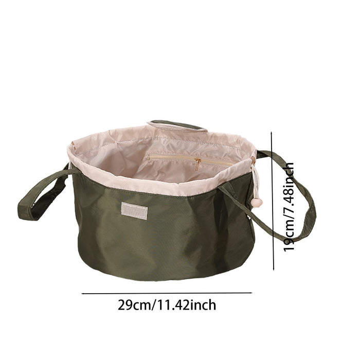 Drawstring Makeup Bag Portable with Handle Water Resistant Make up Organizer Green