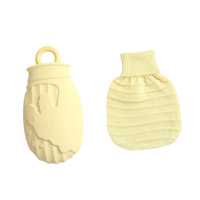 Hot Water Bottle with Cover Cute Water Heating Pad Small Feet Warmer for Bed Beige