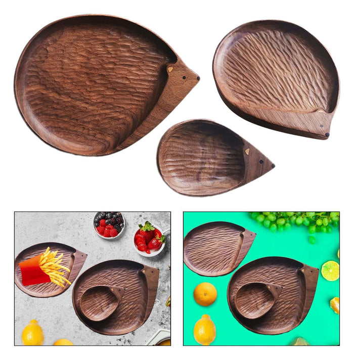 Wooden Hedgehog Shape Tray Appetizer Platter for Hotel Party Favor Farmhouse 20 cmx16 cm