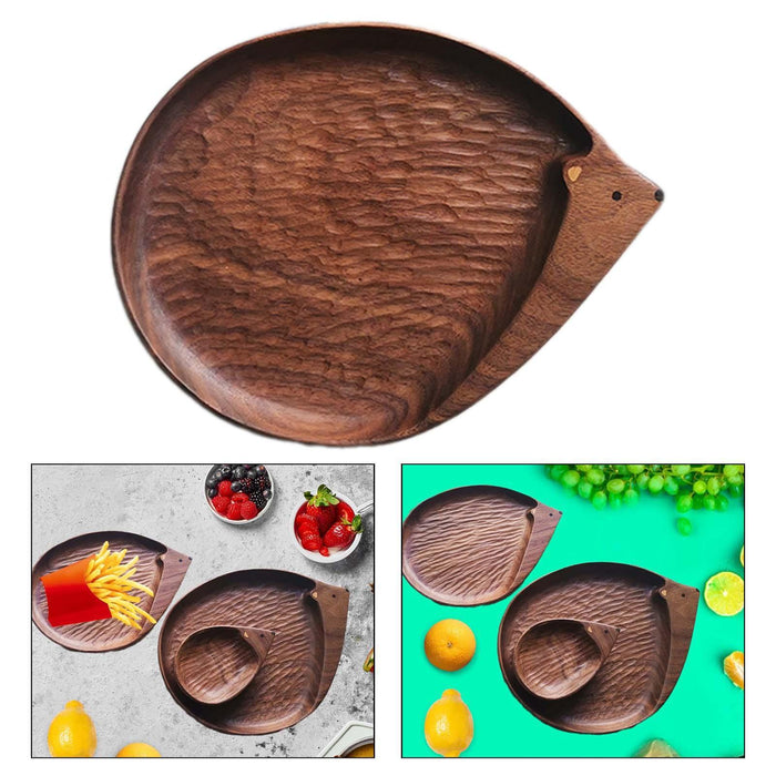 Wooden Hedgehog Shape Tray Appetizer Platter for Hotel Party Favor Farmhouse 20 cmx16 cm