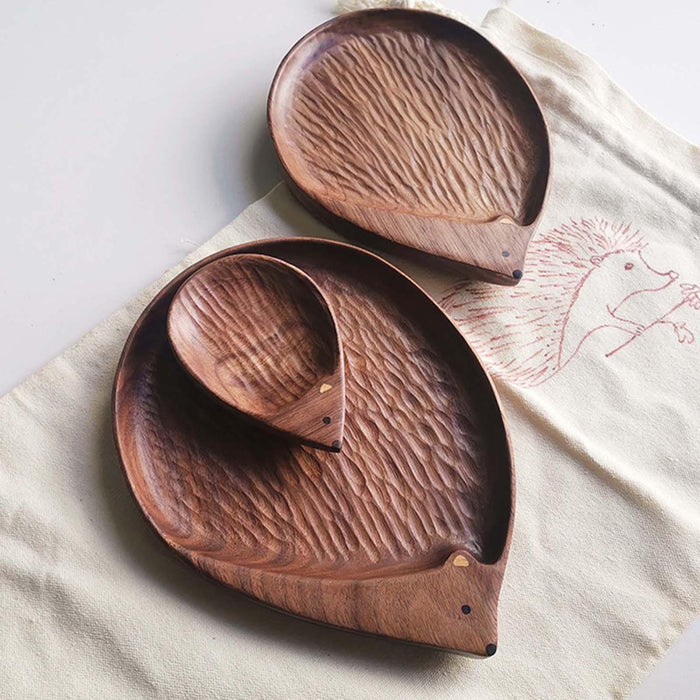 Wooden Hedgehog Shape Tray Appetizer Platter for Hotel Party Favor Farmhouse 20 cmx16 cm