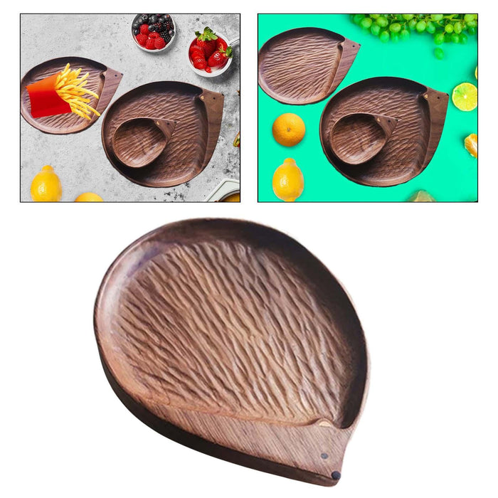 Wooden Hedgehog Shape Tray Appetizer Platter for Hotel Party Favor Farmhouse 18 cmx13 cm