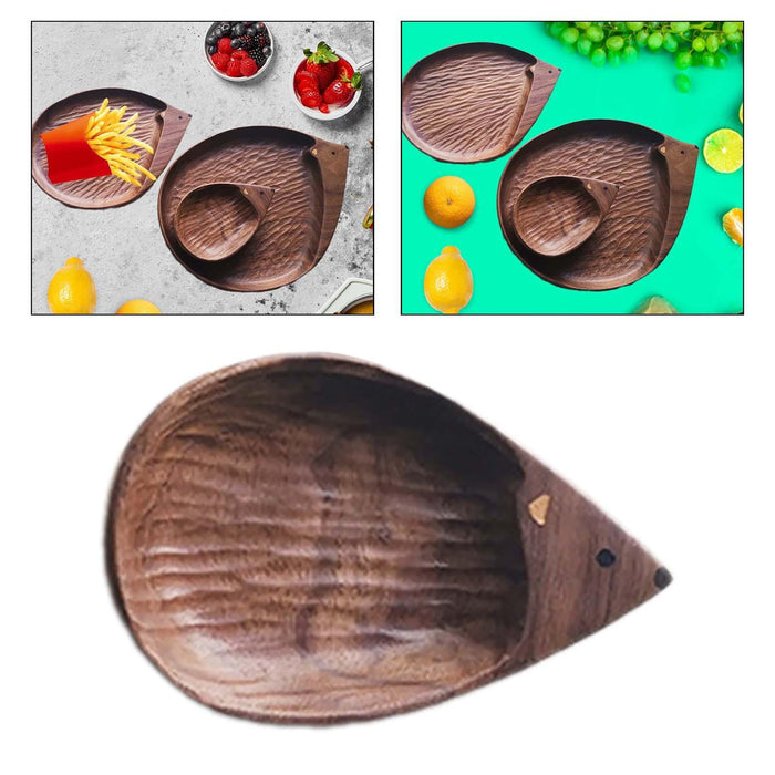 Wooden Hedgehog Shape Tray Appetizer Platter for Hotel Party Favor Farmhouse 11 cmx7 cm