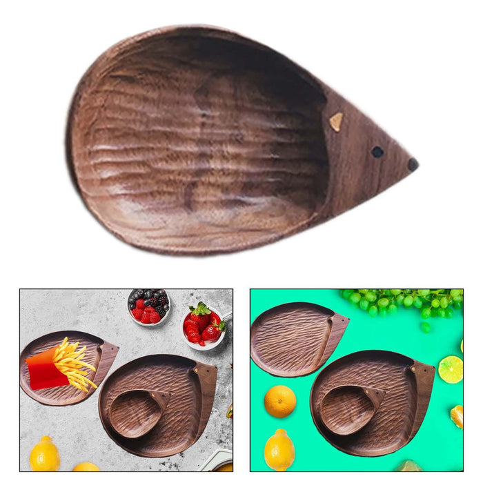 Wooden Hedgehog Shape Tray Appetizer Platter for Hotel Party Favor Farmhouse 11 cmx7 cm