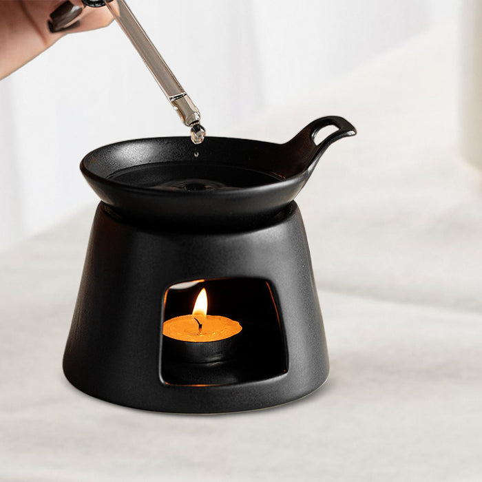 Tealight Candle Holder Fragrance Furnace Wax Melt for SPA Bedroom Meditation Black