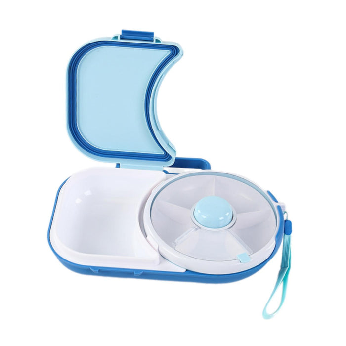 Snack Rotating Container Easy Clean Sealing Lunch Box for Veggie Kids Adults Blue