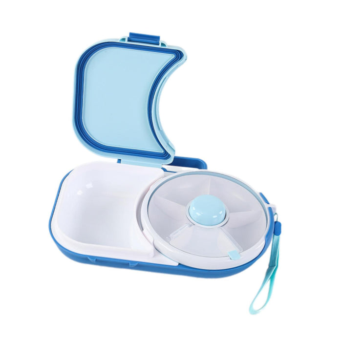 Snack Rotating Container Easy Clean Sealing Lunch Box for Veggie Kids Adults Blue