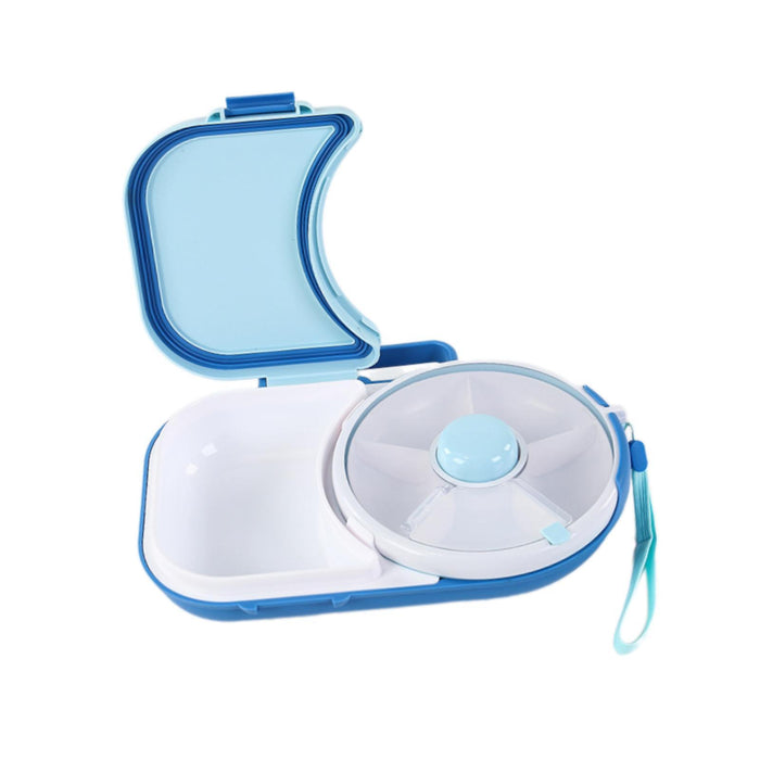 Snack Rotating Container Easy Clean Sealing Lunch Box for Veggie Kids Adults Blue