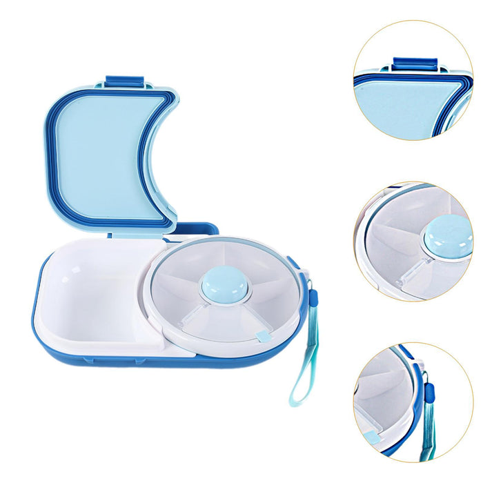 Snack Rotating Container Easy Clean Sealing Lunch Box for Veggie Kids Adults Blue