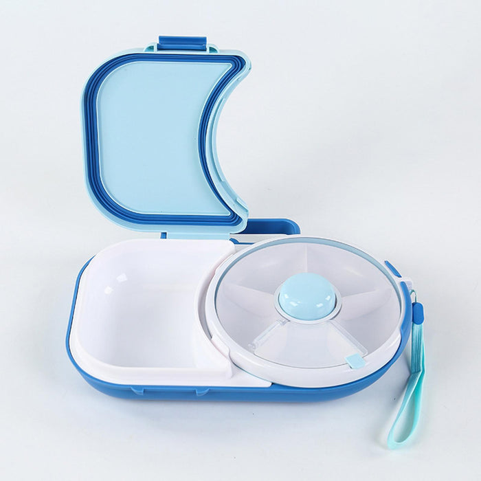 Snack Rotating Container Easy Clean Sealing Lunch Box for Veggie Kids Adults Blue