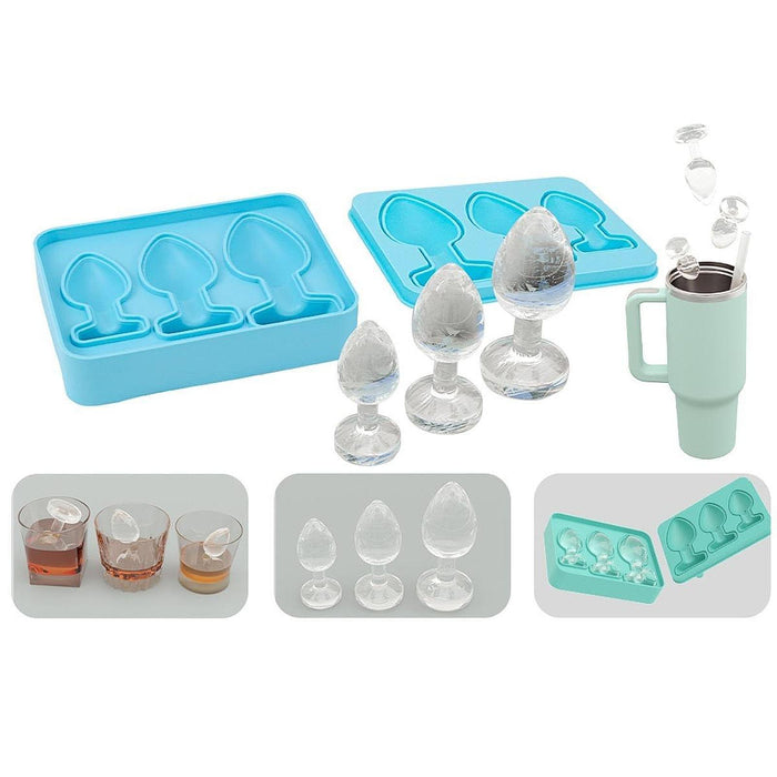 Ice Cubes Silicone Mould Three Sizes Grids Ice Cubes Maker for Beverage Cafe Blue