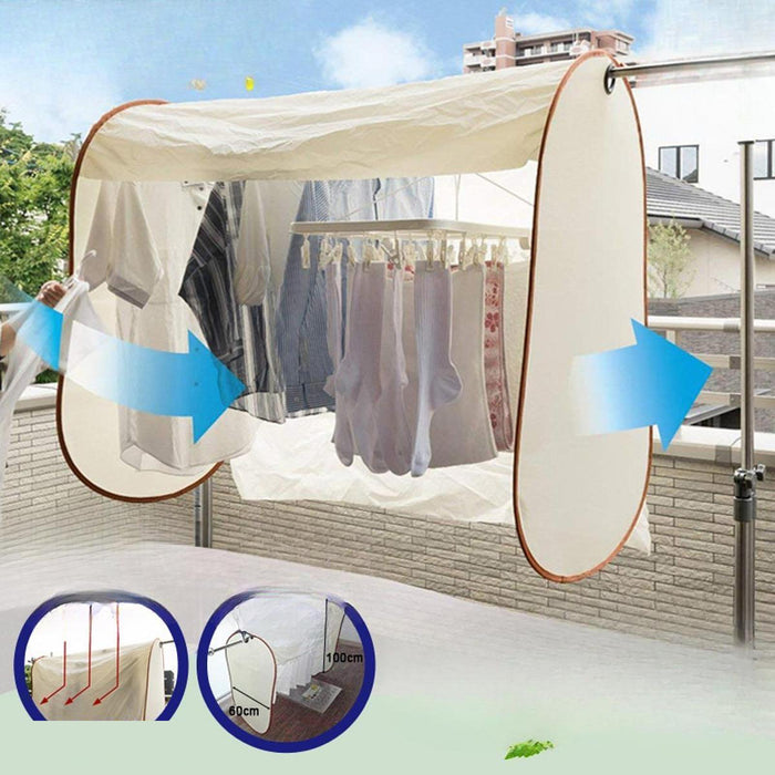 Clothes Rack Cover Closet Clothes Drying Rack Cover for Coat Trousers Skirts With Curtain 1.6 m