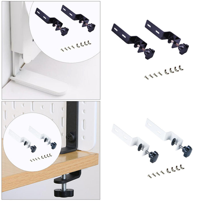 2 Pieces Pegboard Desk Mount Adjustable for 1- 4.5cm Desktop for Home Office Black