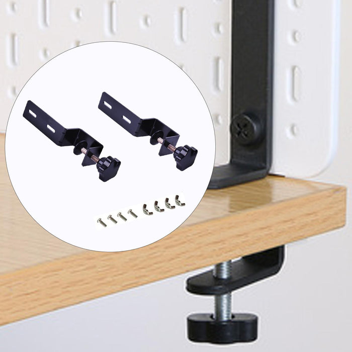 2 Pieces Pegboard Desk Mount Adjustable for 1- 4.5cm Desktop for Home Office Black