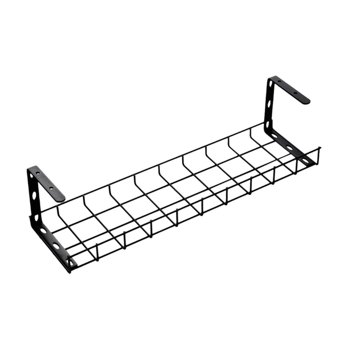 Under Desk Wire Organizing Tray Easy to Install Computer Cable Rack for Home Black